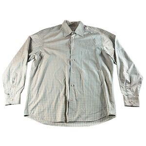 ERMENEGILDO ZEGNA Mens Shirt Large Green Plaid Button Down Pocket Classic Cotton